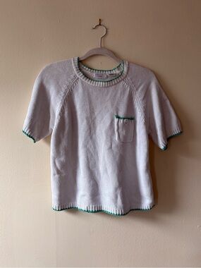 Vintage White and Green Knit Tee